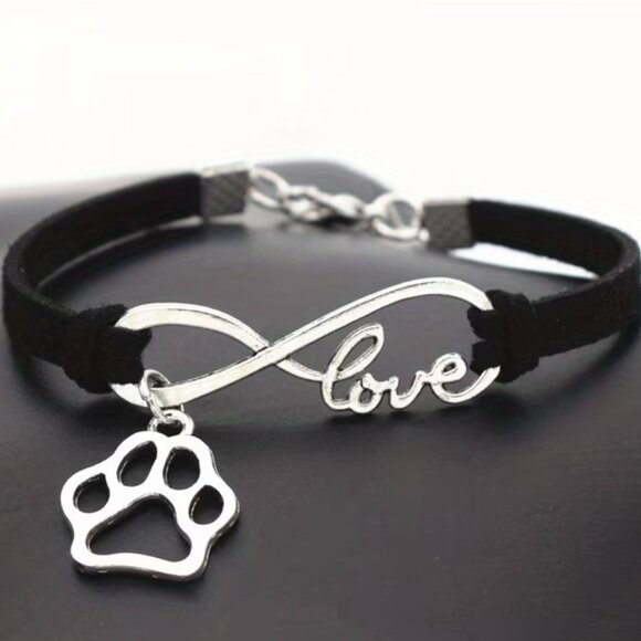 Jewelry - Infinity Love Pet Dogs Paw Charm Bracelet, Black